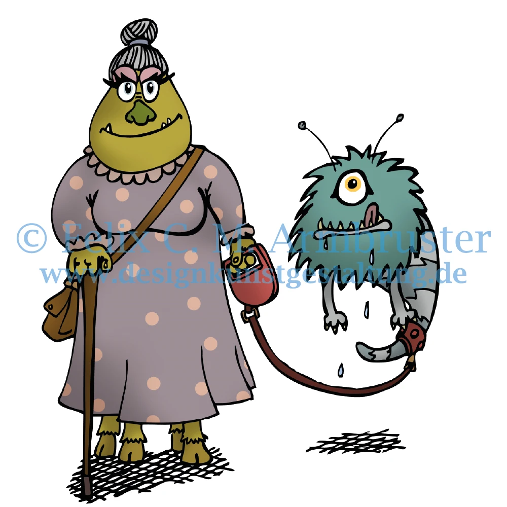 Kinderbuch-Illustration - Oma Womms und Monster Kronx